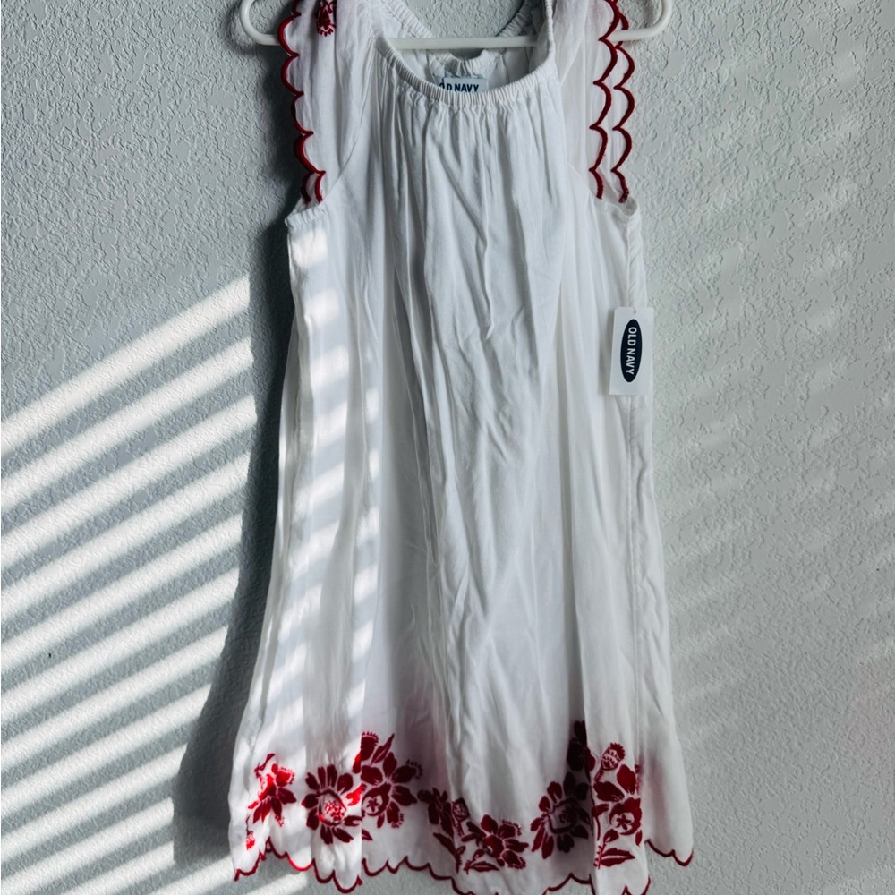 Old Navy White Dress with Red Embroidery